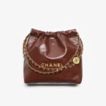 [TOP]CHANEL 22 HANDBAG Shiny Calfskin & Silver-Tone Dark Brown Bag - Image 2