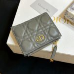 Dior Caro Dahlia Wallet-Gray Leather  Wallet - Image 2