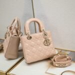 Dior Small Lady Dior Bag Powder Patent Cannage Calfskin Golden Hardware - Bag
