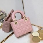 Dior Mini Lady Dior Bag Pink Cannage Calfskin Golden Hardware - Bag - Image 2