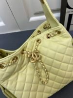 CHANEL 25 Small Handbag Grained Calfskin & Gold-Tone Metal Light Yellow - Bag - Image 6