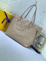LOUIS VUITTON LV Monogram Empreinte Leatherr Canvas Neverfull MM Turtledove Bag - Image 7
