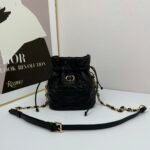Dior 30 Montaigne Drawstring Mini Bucket Bag - Black Bag - Image 3