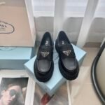 PRADA Glossy Plain Triangle Labeled Loafers - Image 5