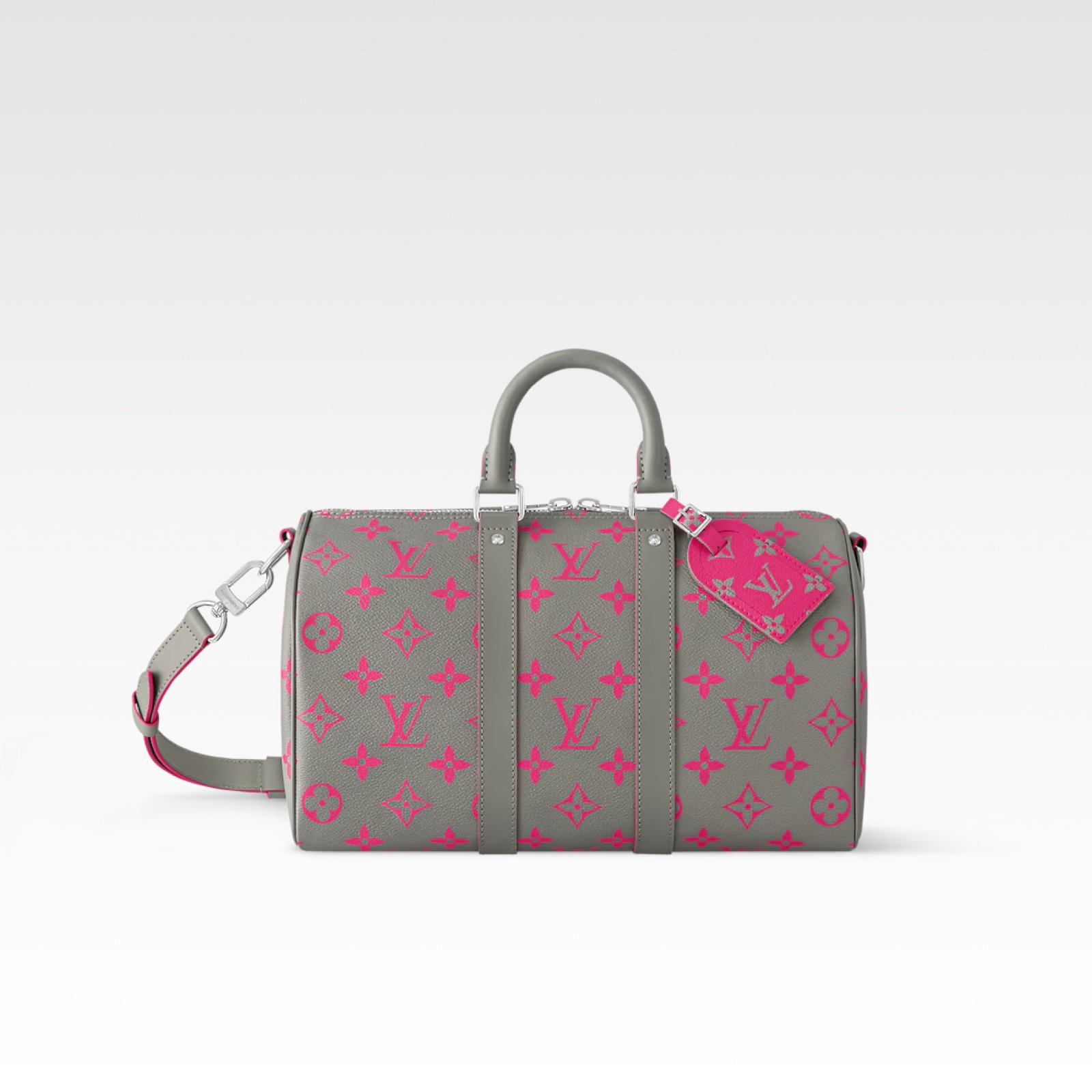 af7b60c17b068660b373568818c6cdce6271cba1a266d3f00183d8ac9a9e2ca2 Louis Vuitton Keepall Bandoulière Monogram Glow coated canvas Gray/Pink - Bag - Image 1