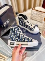 Dior New Embroidered Black Blue High Top Shoes - Image 7