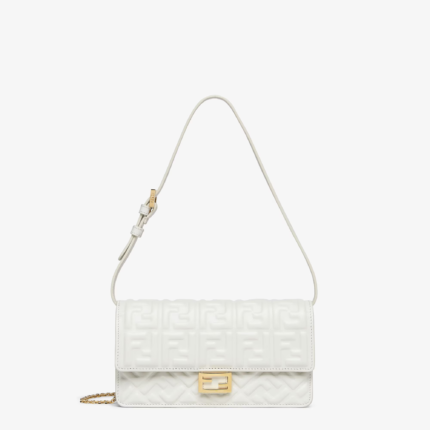 Fendi Baguette Wallet With Chain - White