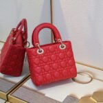 Dior Small Lady Dior Bag Red Cannage Calfskin Golden Hardware - Bag - Image 3