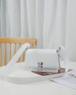 Givenchy New Shiny Grained Cowhide Leather Medium Crossbody Bag - White Bag - Image 6