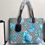 Gucci GG Monogram Blooms Medium Reversible Tote Beige Blue Navy - Bag