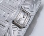 Fendi Silver Metallic Nappa Embossed Baguette Bag - Image 4
