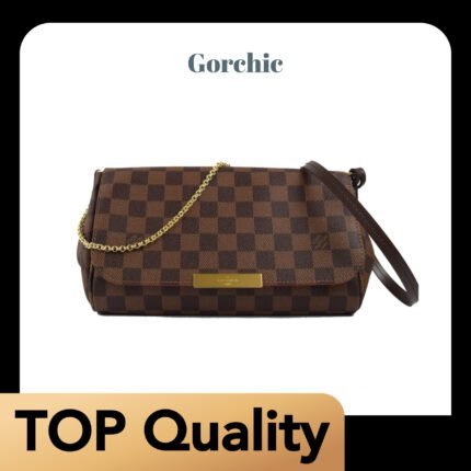 [TOP]Louis Vuitton Favorite MM Checkerboard Chain Shoulder Bag - Black