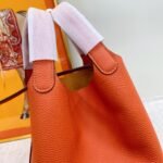 Hermes Clemence Picotin Lock Bag Golden Hardware-Orange Bag - Image 6