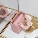 Dior Mini Lady Dior Bag Pink Cannage Calfskin Golden Hardware - Bag - Image 4