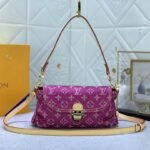 LOUIS VUITTON LV Monogram Vintage Pink Denim Shoulder Handbag