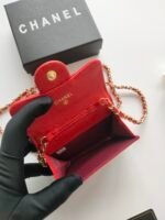 Chanel Red Metallic Calfskin Quilted Flap Chain Waist Bag - Image 7