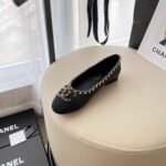 Chanel Calfskin Patent Calfskin Ballet Flats Vntage Dark Black- Shoes - Image 9