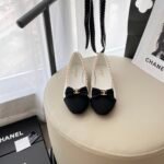 Chanel Calfskin Patent Calfskin Ballet Flats Vntage White- Shoes - Image 5