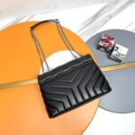 [TOP] SAINT LAURENT Loulou Small Quilted Leather Black Sliver Hardware Shoulder Bag - Image 3