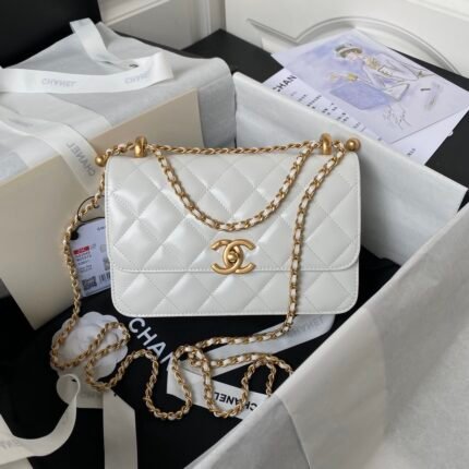 Chanel 24C Double Little Gold Balls Bag - White Bag