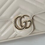 Gucci GG Marmont White Matelassé Chevron Leather Small Shoulder Bag - Image 9