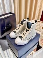 Dior New Embroidered White High Top Shoes - Image 7