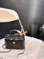 Chanel Vanity Cosmetic Top Handle Bag - Black - Image 3