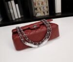 Chanel Classic Flag Handbag Lambskin & Gold-Tone Metal Burgundy Sliver Hardware - Bag - Image 4