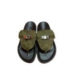 Hermes Empire sandal in Suede Green Slippers Silver Hardware - Shoes