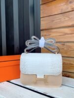 Hermes White Constance MM Crocodile Bag - Image 9