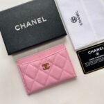 Chanel CLASSIC CARD HOLDER Grained Calfskin Pink Wallet - Image 4