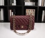 Chanel Classic Flag Handbag Lambskin & Gold-Tone Metal Burgundy Gold Hardware - Bag