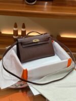 Hermes Kelly Mini 1st Kelly Pochette Generation Epsom Palm Leather-Coffee Color - Image 6
