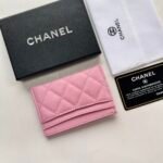 Chanel CLASSIC CARD HOLDER Grained Calfskin Pink Wallet - Image 2