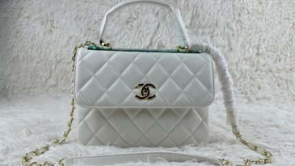 Chanel Top Handle Flap Bag Lambskin - White