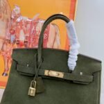 Hermes Birkin Bag Doblis Bag Golden Hardware-Dark Or Deep Green Bag - Image 4