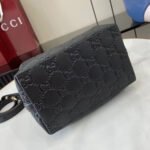 Gucci GG Emblem Small Bucket Bag GG Print Embossed Leather - Black - Image 5