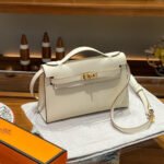 Hermes Kelly Mini 1st Kelly Pochette Generation Epsom Palm Leather-White