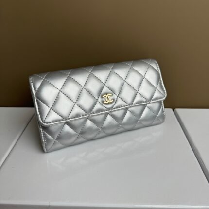 Chanel Counterfeit Caviar Leather Wallet-Silver Wallet