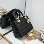 Dior medium Lady Dior Bag Black Cannage Calfskin Golden Hardware - Bag