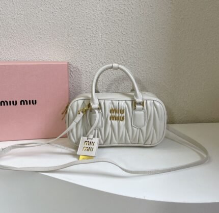 Miu Miu Arcadie matelassé nappa leather bag White S-wide Size - Bag