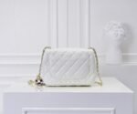 Chanel Classic Flag Bag Pearl Crush Mini Square White Calfskin Light Gold Hardware - Bag - Image 5