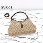 Gucci Jackie 1961 medium shoulder bag Sand and dark brown GG canvas - Bag - Image 5
