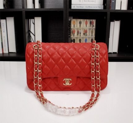 Chanel Classic Double Flap Bag Red Caviar Golden Hardware - Bag