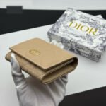 Dior Caro Montaigne Glycine Wallet-Apricot Leather Wallet - Image 5
