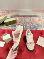 Gucci Screener trainer with Web Light Pink Sneaker - Shoes - Image 5