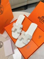 [TOP] Hermes Oran Sandal Leather Sandals Slippers - White - Bag - Image 4
