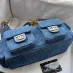 Chanel Hobo Washed Denim And Gold-Tone Metal  Blue Bag - Image 5