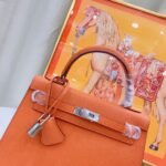 Hermes Kelly Haze Orange Silver Hardware - Bag - Image 10