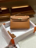 Hermes Kelly Mini 1st Kelly Pochette Generation Epsom Palm Leather-Golden Brown - Image 4